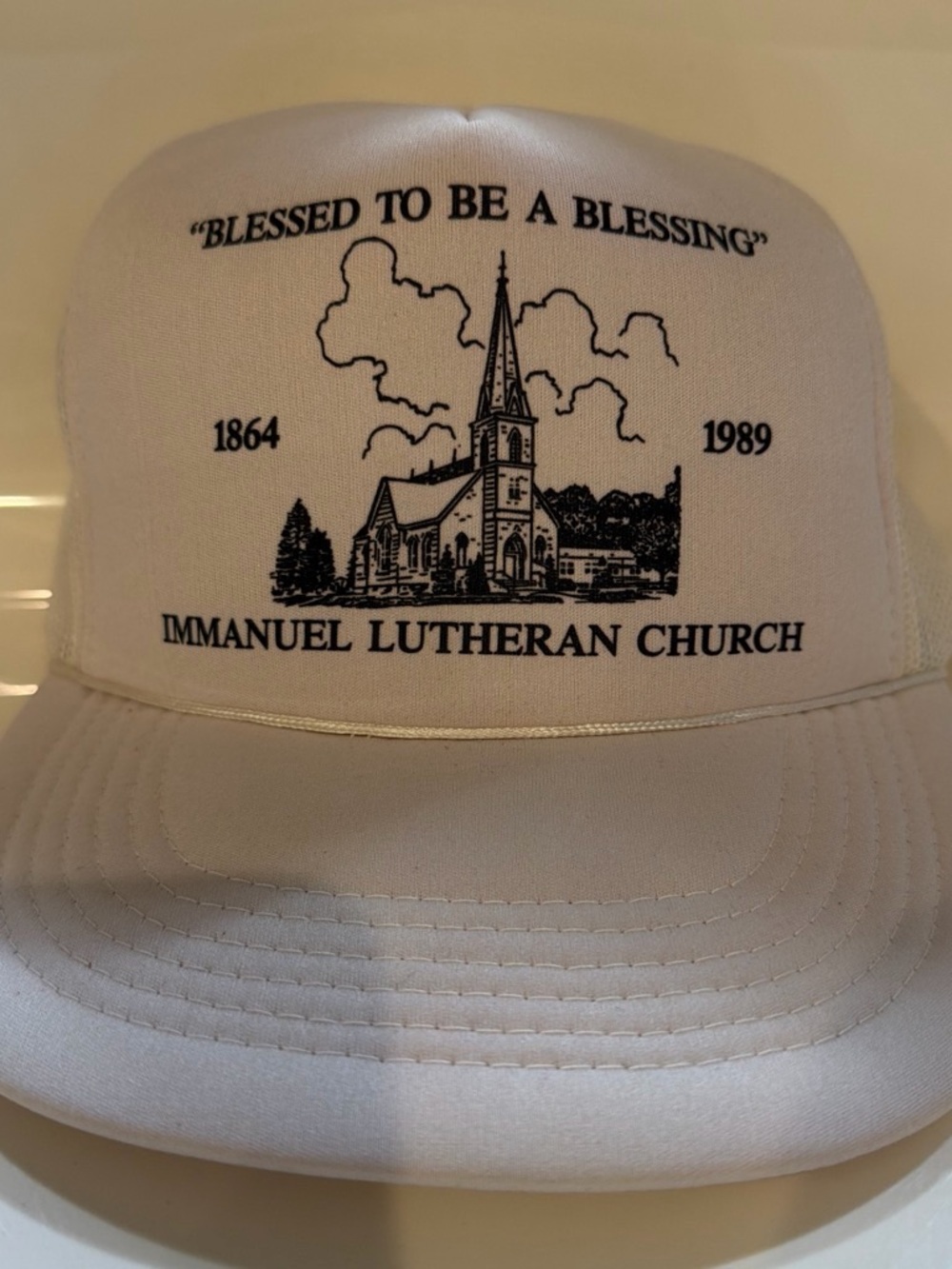 Immanuel Lutheran Church White Trucker Hat - 'Blessed to Be a Blessing'